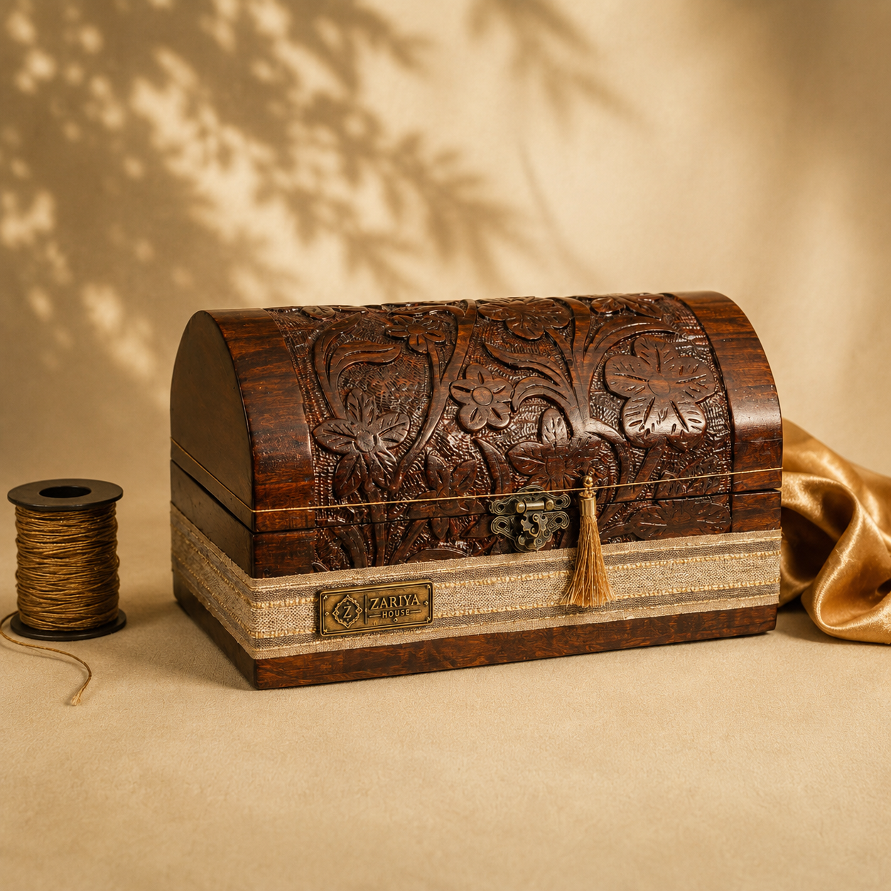 Hand-carved Heritage Chest, artisan craftsmanship